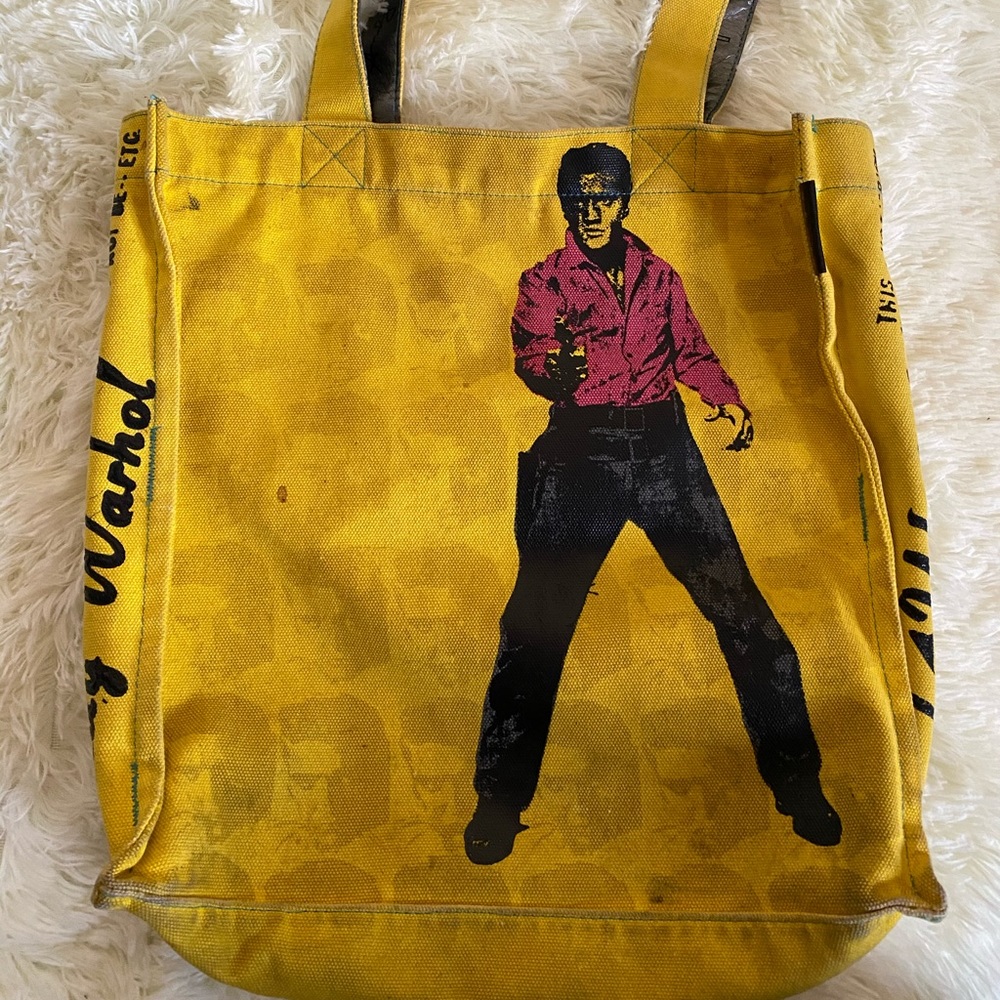 Andy Warhol yellow Elvis tote bag w/ wallet